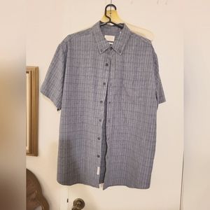 Weatherproof vintage button up shirt, short sleeve, Heather Blue plaid
